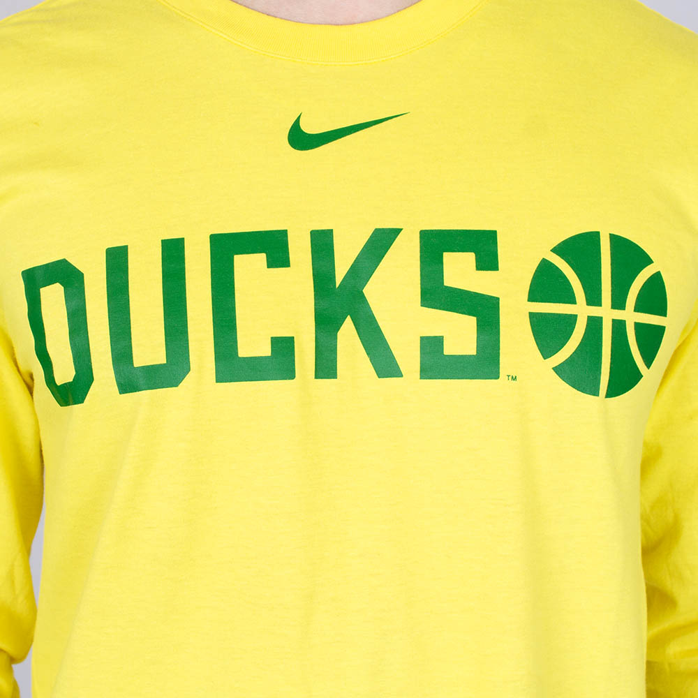 Ducks Spirit, Nike, Yellow, Long Sleeve, Cotton, Men, Basketball, Sleeve graphic, T-Shirt, 813672